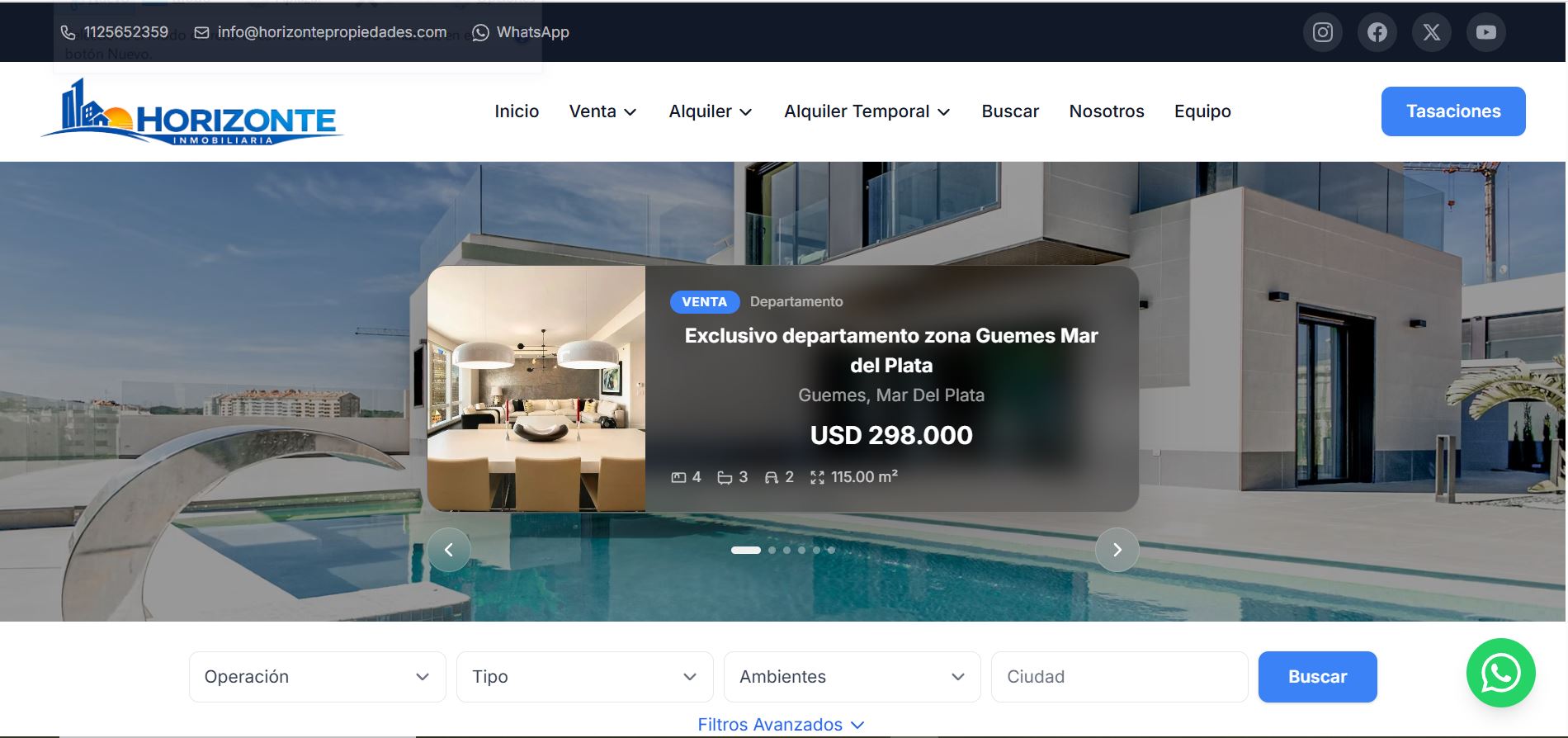 Sitio web de inmobiliaria hecho con CentralProp