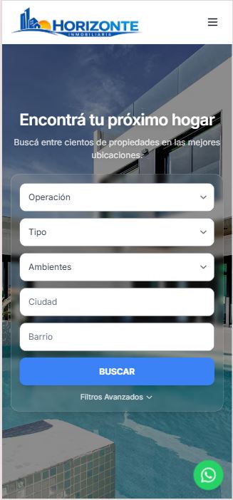 Sitio de inmobiliaria en el celular