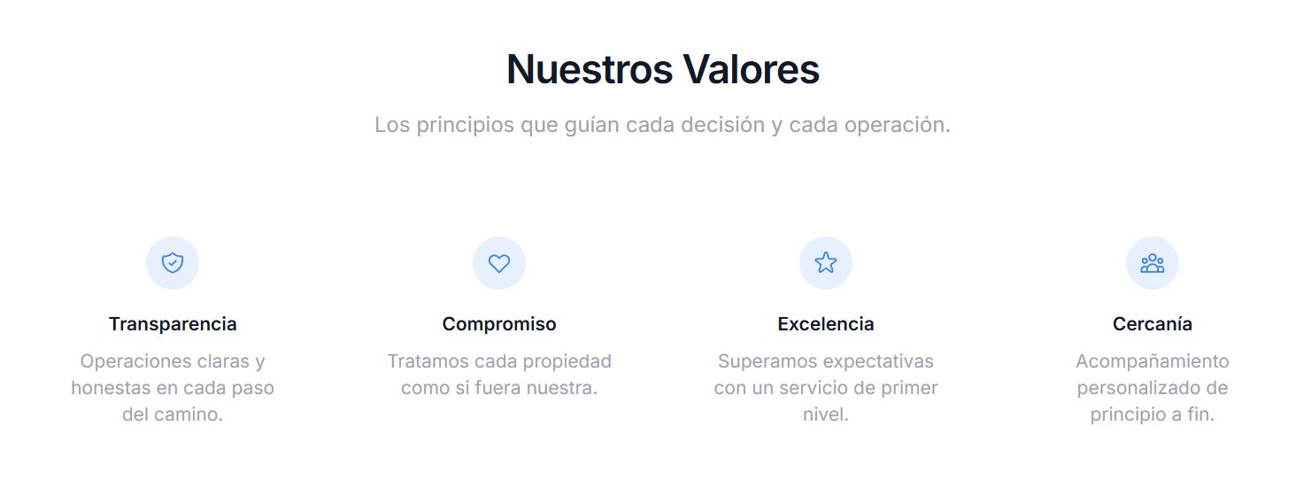 Sección Nosotros del sitio